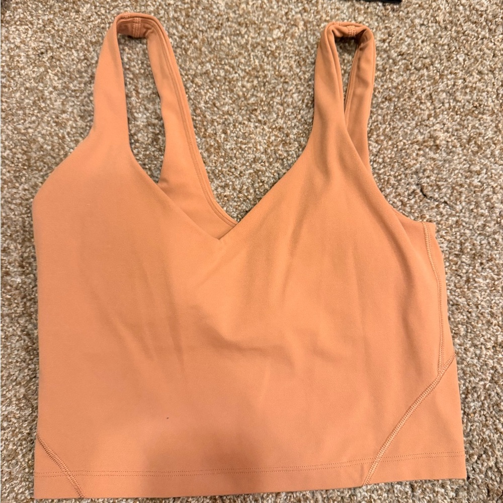 lululemon athletica Tan V-Neck Crop Top